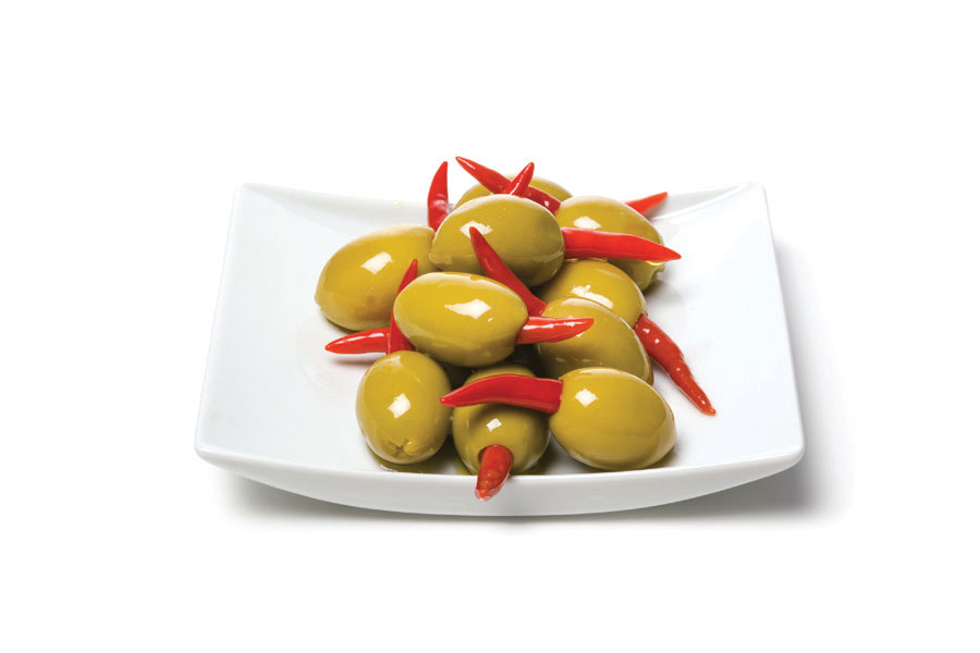 Green Olives Stuffed With Red Piri Piri Peppers